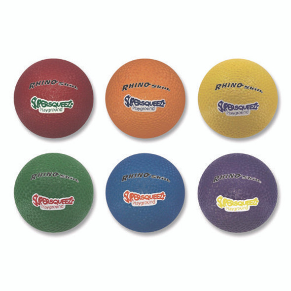 Rhino Skin Super Squeeze Playground Ball Set, 7.5" Diameter, Assorted Colors, 6/Set