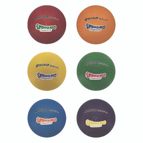 Rhino Skin Super Squeeze Playground Ball Set, 7.5" Diameter, Assorted Colors, 6/Set