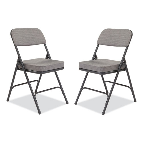3200 Series Fabric Dual-Hinge Folding Chair, Supports Up to 300 lb, Charcoal Seat, Charocoal Back, Black Base, 2/Carton