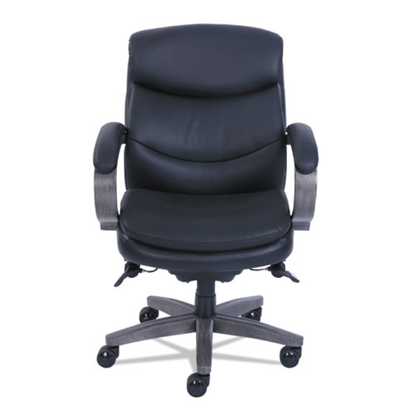 Woodbury Mid-Back Executive Chair, Supports Up to 300 lb, 18.75" to 21.75" Seat Height, Black Seat/Back, Weathered Gray Base
