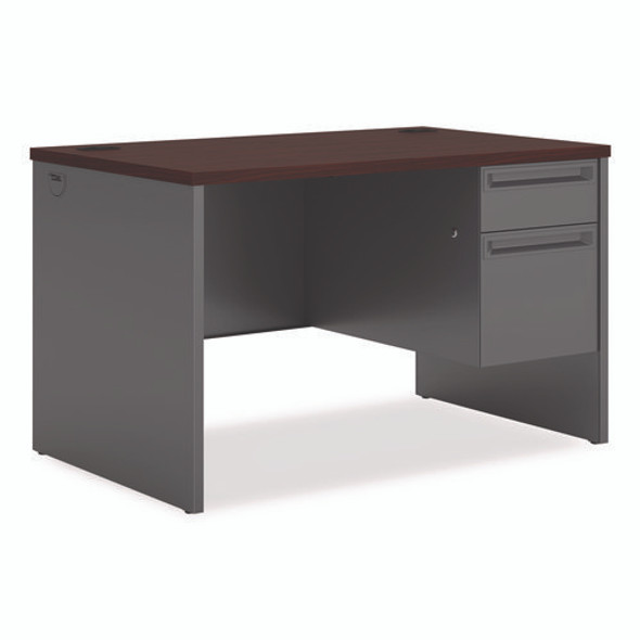 38000 Series Right Pedestal Desk, 48" x 30" x 29.5", Mahogany/Charcoal