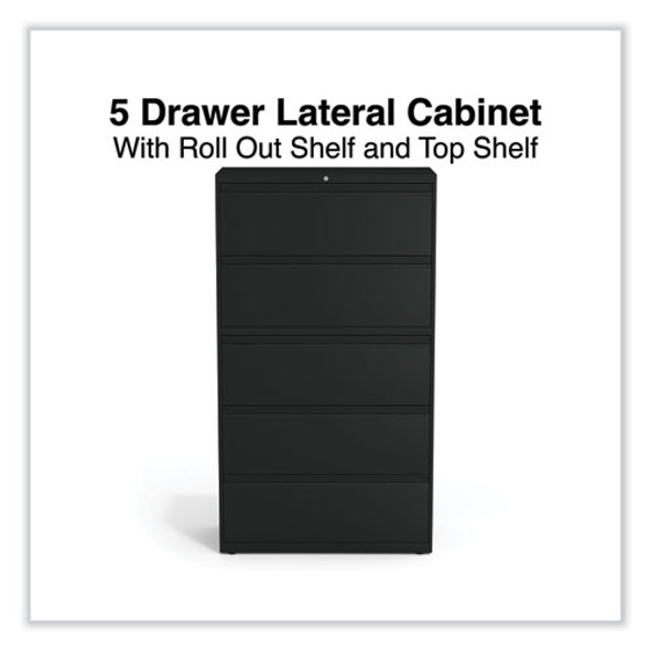 Lateral File, 5 Legal/Letter/A4/A5-Size File Drawers, Black, 36" x 18.63" x 67.63"