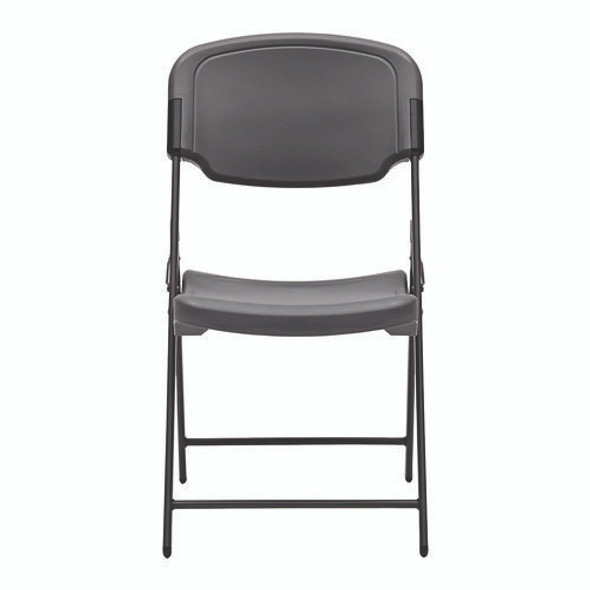 Rough n Ready Commercial Folding Chair, Supports Up to 350 lb, 15.25" Seat Height, Charcoal Seat, Charcoal Back, Silver Base