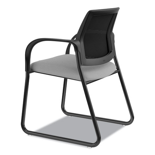 Ignition Series Mesh Back Guest Chair with Sled Base, Fabric Seat, 25" x 22" x 34", Frost Seat, Black Back, Black Base