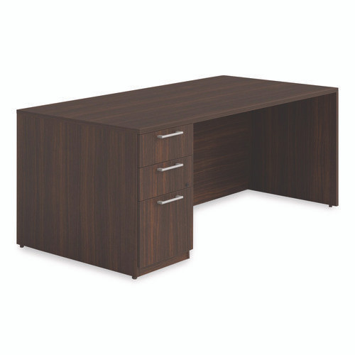 Alera Seville Series Single Pedestal Desk, Left Pedestal, 72" x 36" x 29", Mahogany