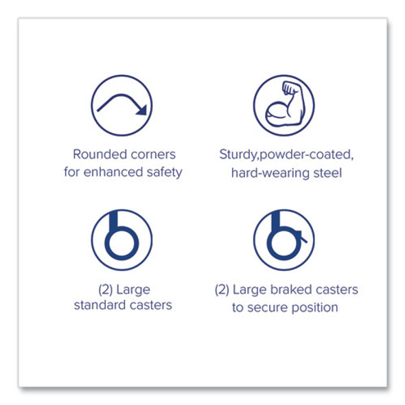 Callero Tilted Tray Trolley Set 01, Metal, 1 Shelf, 9 F2 Deep Bins, 40.6" x 17.3" x 41.5", Silver/Flame Red