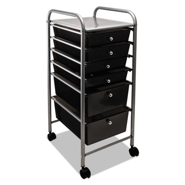 Portable Drawer Organizer, Metal, 1 Shelf, 6 Drawers, 13" x 15.38" x 32.13", Matte Gray/Smoke