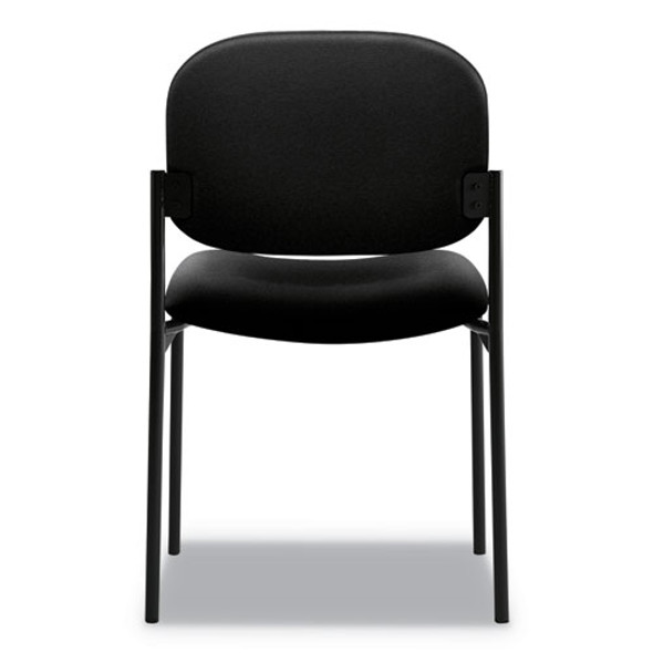 VL606 Stacking Guest Chair without Arms, Fabric Upholstery, 21.25" x 21" x 32.75", Black Seat, Black Back, Black Base