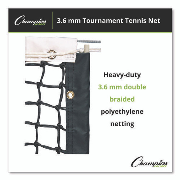 Tournament Tennis Net, 3.6 mm Double Braided Polyethylene, 42 ft x 3.5 ft