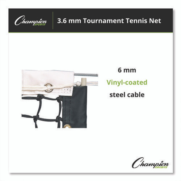 Tournament Tennis Net, 3.6 mm Double Braided Polyethylene, 42 ft x 3.5 ft