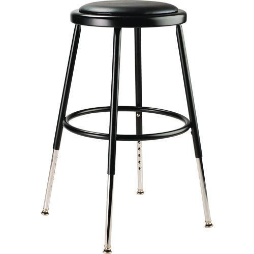 6400 Series Height Adjustable HD Vinyl Padded Steel Stool, Backless, Supports 500lb, 18.5"-26.5" Seat Height, Black Seat/Base