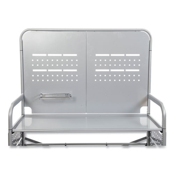 Callero MakerSpace Trolley Set 01, Metal, 1 Shelf, 12 F1 Bins, 3 F2 Bins, 42.9" x 17.3" x 61.8", Silver/Grass Green