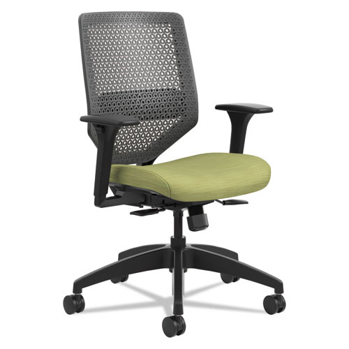 Solve Series ReActiv Back Task Chair, Supports Up to 300 lb, 18" to 23" Seat Height, Meadow Seat, Charcoal Back, Black Base