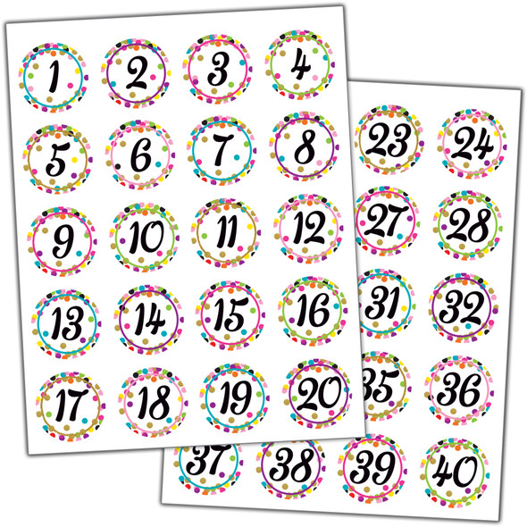 Confetti Numbers Stickers, 120 Per Pack, 6 Packs Confetti Numbers Stickers, 120 Per Pack, 6 Packs
