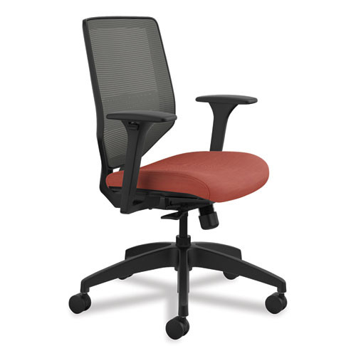 Solve Series Mesh Back Task Chair, Supports Up to 300 lb, 18" to 23" Seat Height, Bittersweet Seat, Charcoal Back, Black Base