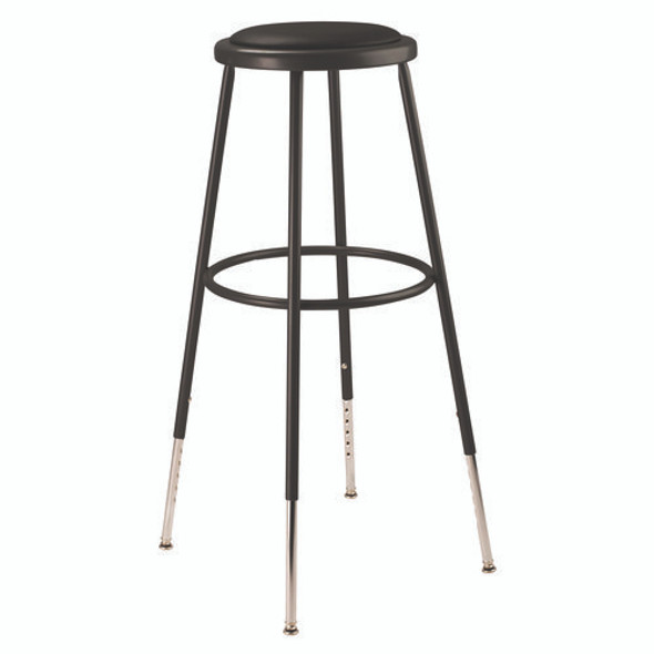 6400 Series Height Adjustable HD Vinyl Padded Steel Stool, Supports 500 lb, 30.5" to 38.5" Seat Height, Black Seat/Base