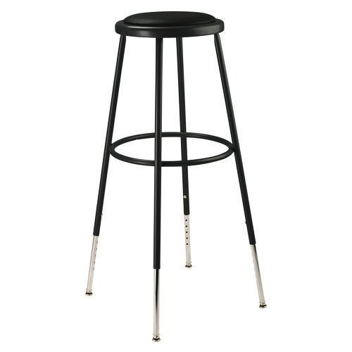 6400 Series Height Adjustable HD Vinyl Padded Steel Stool, Supports 500 lb, 30.5" to 38.5" Seat Height, Black Seat/Base