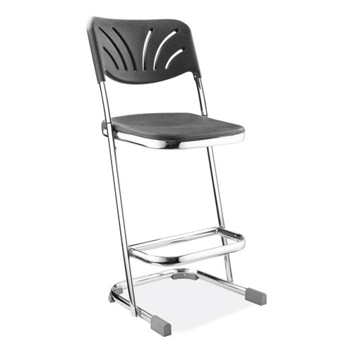 6600 Series Elephant Z-Stool With Backrest, Supports Up to 500 lb, 24" Seat Heightt, Black Seat, Black Back, Chrome Frame