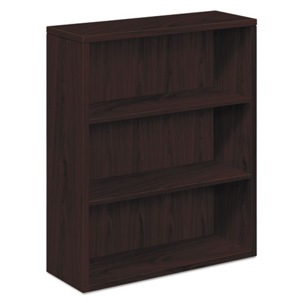 10500 Series Laminate Bookcase, Three-Shelf, 36w x 13.13d x 43.38h, Mahogany