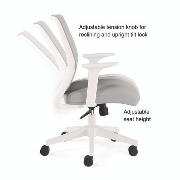 Alera Wessex Ergonomic Fabric Mesh Swivel Task Chair, Supports 275 lb, 17.09 to 20.83 Seat Height, Gray Seat/Back, White Base