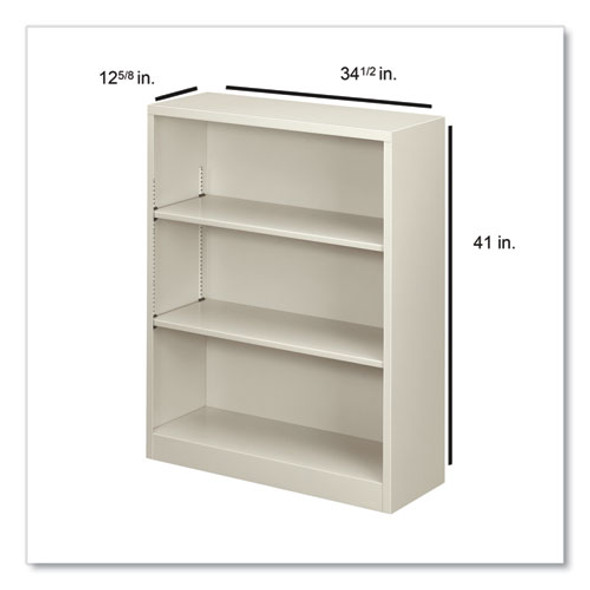 Metal Bookcase, Three-Shelf, 34.5w x 12.63d x 41h, Light Gray