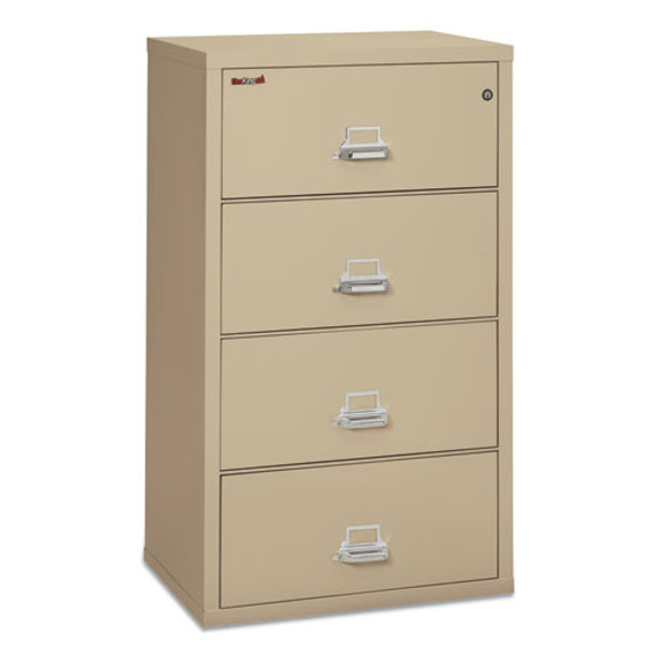 Insulated Lateral File, 4 Legal/Letter-Size File Drawers, Parchment, 31.13" x 22.13" x 52.75", 260 lb Overall Capacity