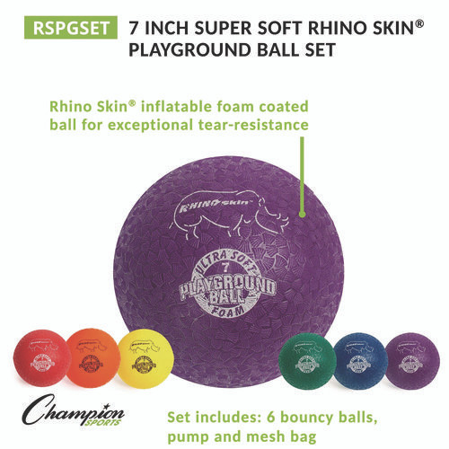 Rhino Soft Playground Ball Set, 8.5" Diameter, Assorted Colors, 6/Set