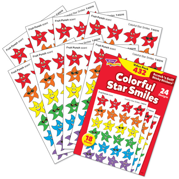 Colorful Star Smiles Stinky Stickers® Variety Pack, 432 Per Pack, 3 Packs Colorful Star Smiles Stinky Stickers® Variety Pack, 432 Per Pack, 3 Packs