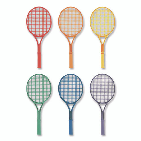 Plastic Tennis Racket Set, Six 21" Rackets, Assorted Colors