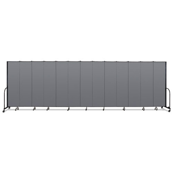 Portable Room Divider, 24 ft 1" x 0.75" x 7 ft 4", Vinyl/Fiberglass/Steel, Gray