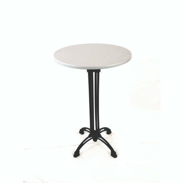 Topalit Tables, Round, 24" dia x 42"h, Silver Top, Black Aluminum Base/Legs