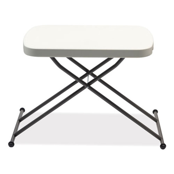 Height-Adjustable Personal Folding Table, Rectangular, 25.6" x 17.7" x 19" to 28", White Top, Dark Gray Legs