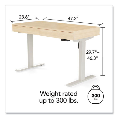 Essentials Deluxe Electric Sit-Stand 2-Column Workstation, 2 Desk Drawers, 47.2" x 23.6" x 29.7 to" 46.3", Natural/Light Gray