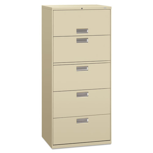 Brigade 600 Series Lateral File, 4 Legal/Letter-Size File Drawers, 1 File Shelf, 1 Post Shelf, Putty, 30" x 18" x 64.25"