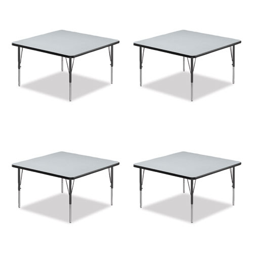Adjustable Activity Tables, Square, 48" x 48" x 19" to 29", Gray Top, Black Legs, 4/Pallet