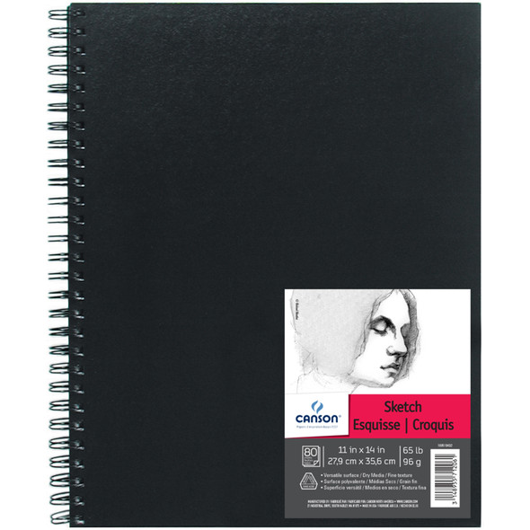 Artist Series Sketch Art Book, Black Cover, Wire Binding, 80 Sheet, 11x14 inch, 1 Count