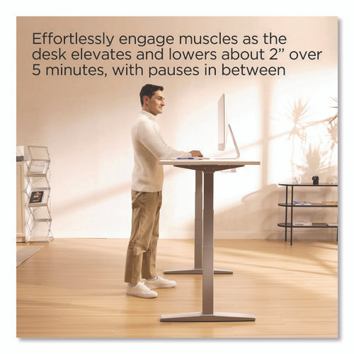 Electric Sit-Stand Desk with Micromovement Functionality, 55.1" x 27.5" x 25.5" to 51.1", White/Gray