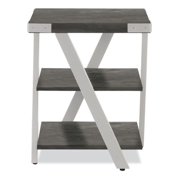 End Table, Square, 20 x 20 x 25, Stone Gray Top, Silver Base