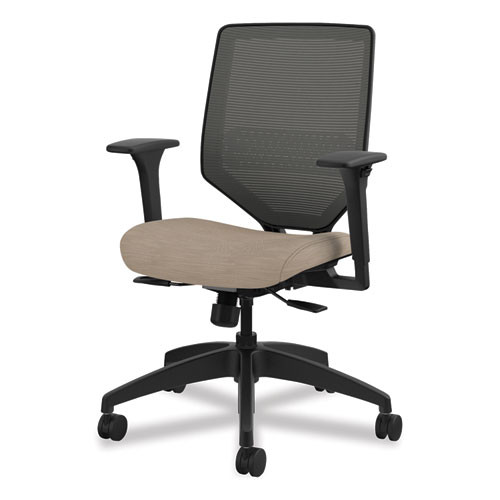 Solve Series Mesh Back Task Chair, Supports Up to 300 lb, 18" to 23" Seat Height, Putty Seat, Charcoal Back, Black Base
