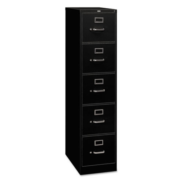 310 Series Vertical File, 5 Letter-Size File Drawers, Black, 15" x 26.5" x 60"
