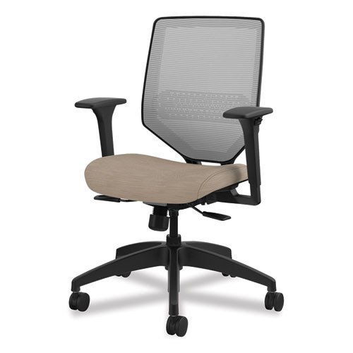 Solve Series Mesh Back Task Chair, Supports Up to 300 lb, 18" to 23" Seat Height, Putty Seat, Fog Back, Black Base
