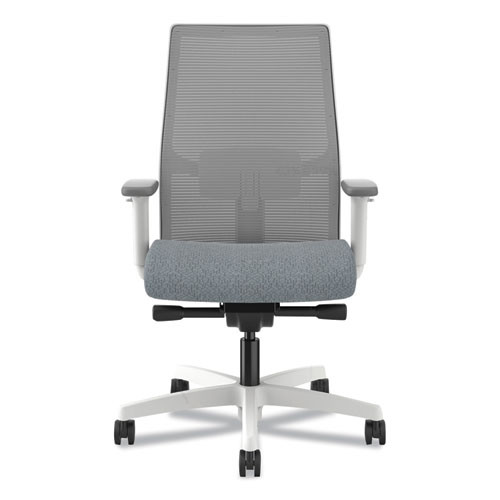 Ignition 2.0 4-Way Stretch Mid-Back Mesh Task Chair, 17" to 21" Seat Height, Basalt Seat, Fog Back, Designer White Base
