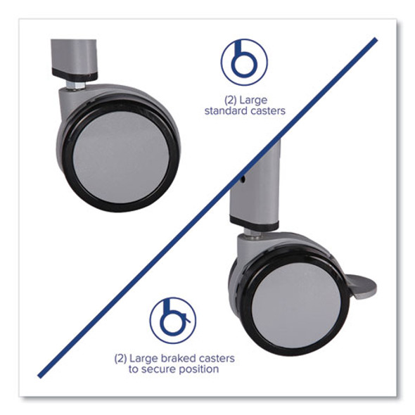 Callero Plus Treble Column Trolley Set 13, Metal, 1 Shelf, 12 F2 Deep Bins, 40.6" x 17.3" x 41.5", Silver/Flame Red