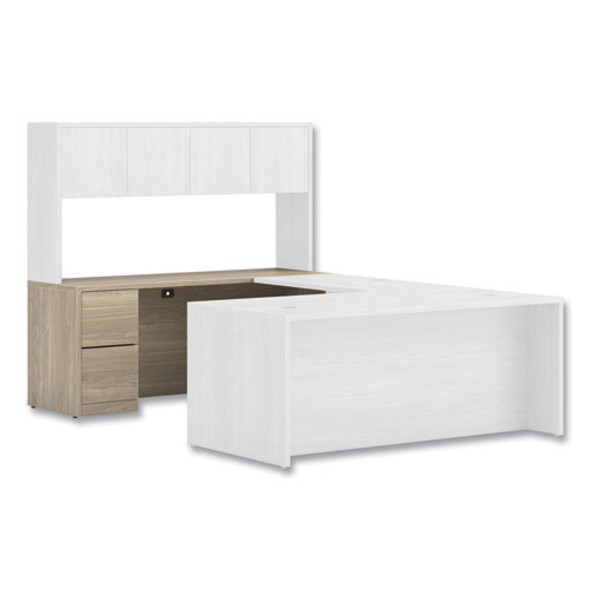 10500 Series Full-Height Left Pedestal Credenza, 72w x 24w x 29.5h, Kingswood Walnut