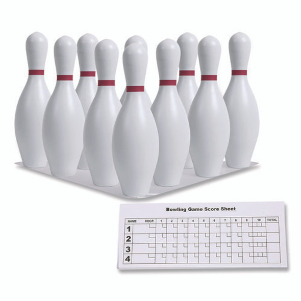 Plastic Bowling Pin Set, White, 10/Set