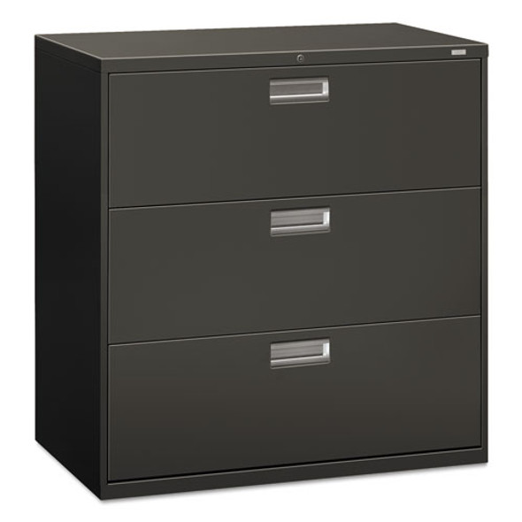 Brigade 600 Series Lateral File, 3 Legal/Letter-Size File Drawers, Charcoal, 42" x 18" x 39.13"