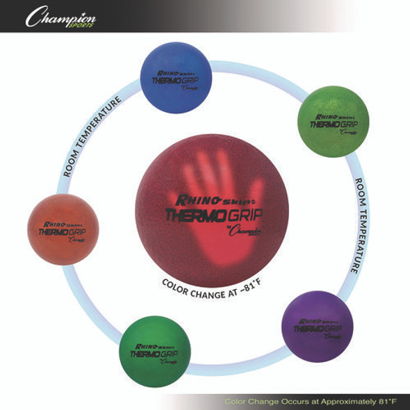 Rhino Skin Thermo Grip Dodgeball Set, 6.3" Diameter, Assorted Colors, 6/Set