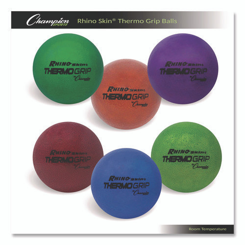 Rhino Skin Thermo Grip Dodgeball Set, 6.3" Diameter, Assorted Colors, 6/Set