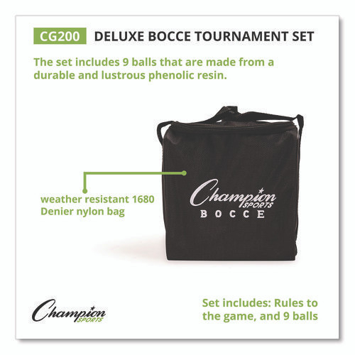 Deluxe Bocce Tournament Set, 4.25" dia Balls, Assorted Colors