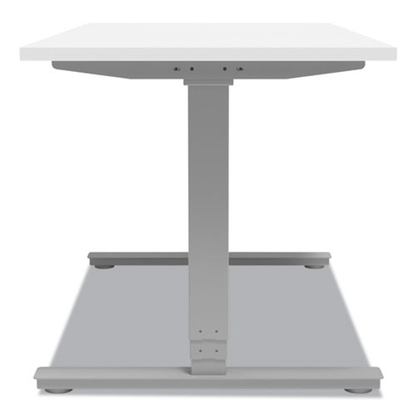 Essentials Electric Sit-Stand Desk, 55.1" x 27.5" x 25.9" to 51.5", White/Aluminum